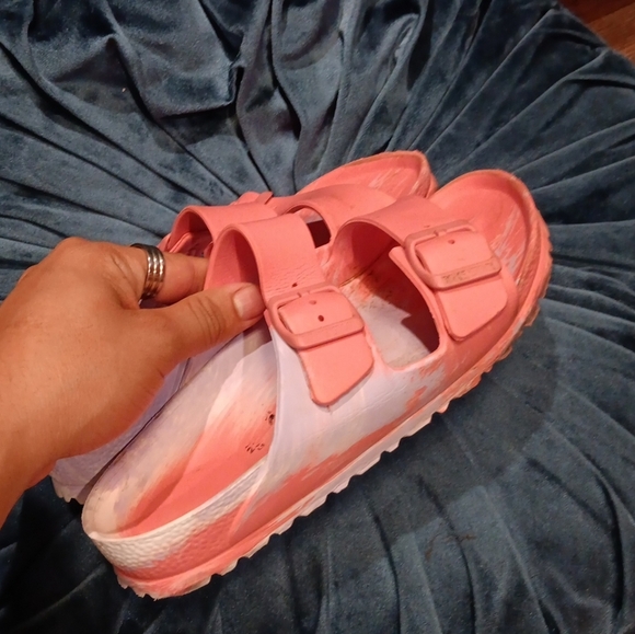 Birkenstock Pink and White Sandals Size 36 Usa 6 - Picture 3 of 5